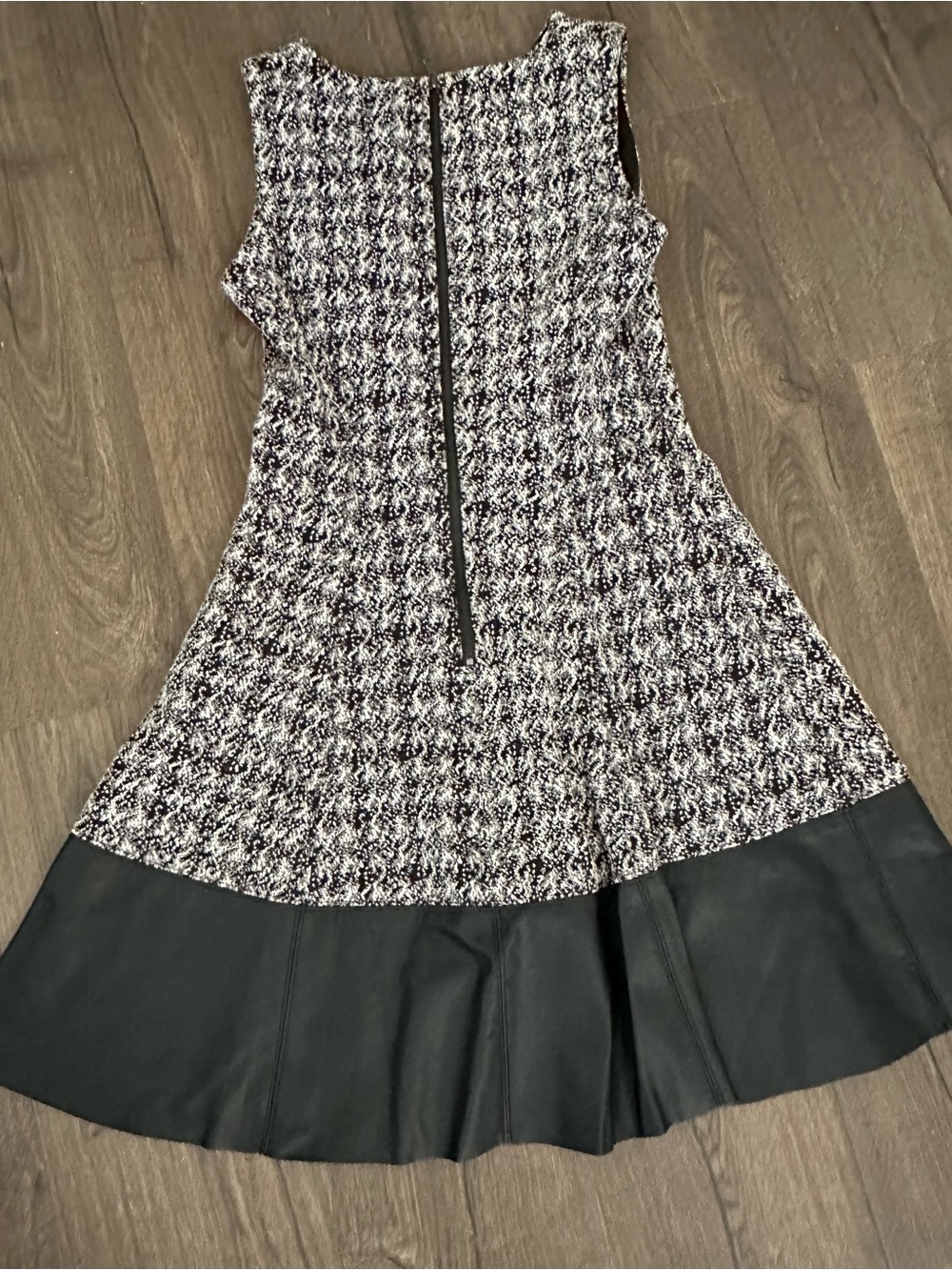 Ralph Lauren Black and White Tweed Fit-and-Flare Dress with Black Hem Panel - Picture 3 of 4